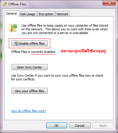 Disable offline file