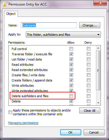 Permission Entry-Less Delete