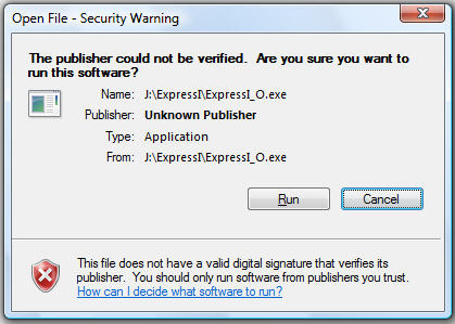 คำเตือนเมื่อเรียกเข้าใช้งานโปรแกรมบัญชี Express