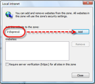ป้อนที่เก็บโปรแกรมที่จดมา และคลิกปุ่ม Add