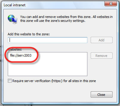 ชื่อที่เก็บข้อมูลจะปรากฏอยู่ในช่อง websites