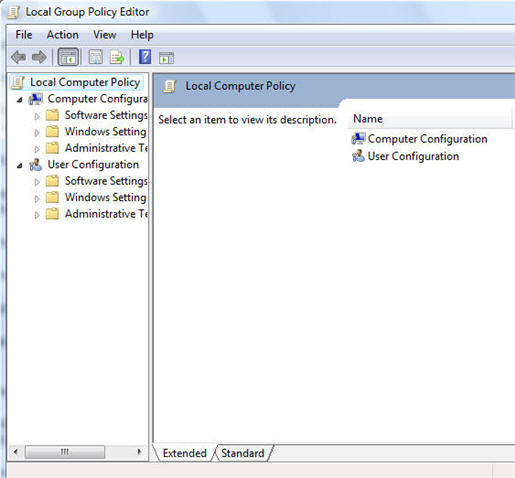 เปิดโปรแกรม gpedit.msc