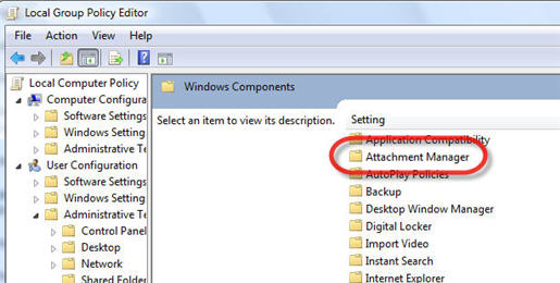 เลือก attachment manager