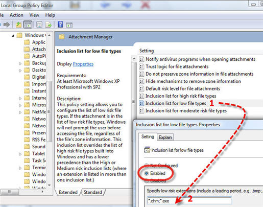 ป้อนค่าที่กำหนดใหม่ในช่อง specify low risk extension