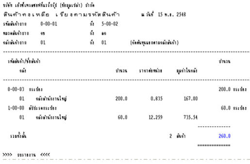 ตรวจสอบยอดคงเหลือของสินค้าและวัตถุดิบจากรายงานสินค้าคงเหลือ
