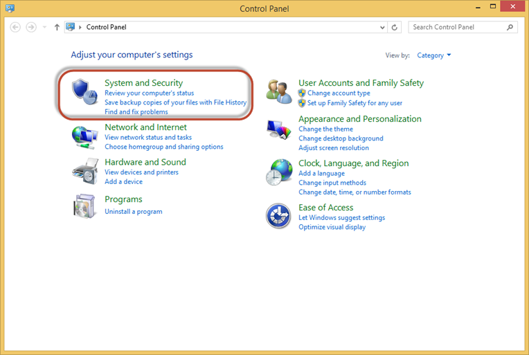 คลิกเลือก system and security