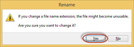 คำเตือนเปลี่ยนนามสกุลของไฟล์เอง